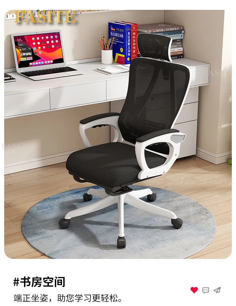 Ergonomic Office Chair with 4D Adjustable Waist Support, Swivel Computer Chair, Height Adjustable Desk Chair for Home Office, Study & Work