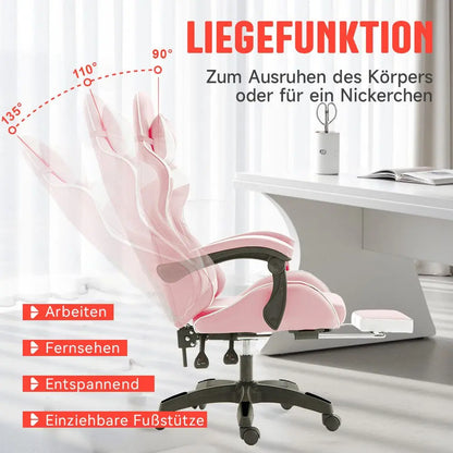 Ergonomic Gaming Chair with Lumbar Support, PU Leather Office Chair, Adjustable Height Computer Chair with Headrest, 360° Swivel