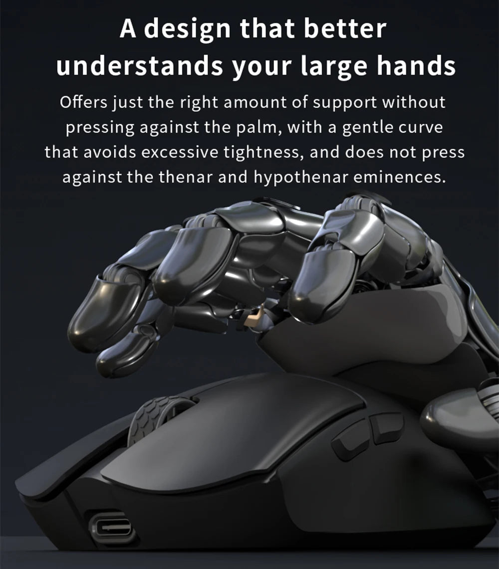 Ratón gaming Darmoshark M3 V2 Double 8K inalámbrico trimodo 26KDPI con sensor PAW3395, ratón macro para manos grandes para ordenador portátil y PC