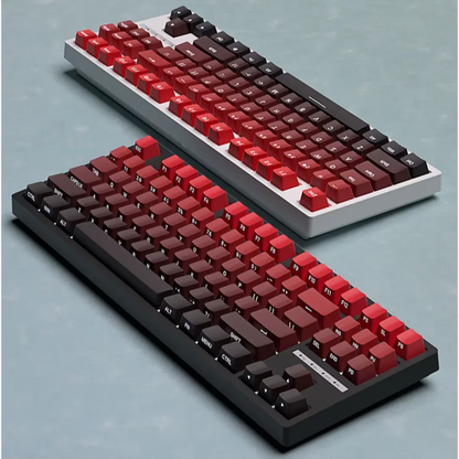 OEM PBT Side Engraved Keycaps for Mechanical Keyboard, 136-Key Red & Black Gradient Keycaps for MX Switch 60/64/84/98/108 Gaming Mechanical Keyboard