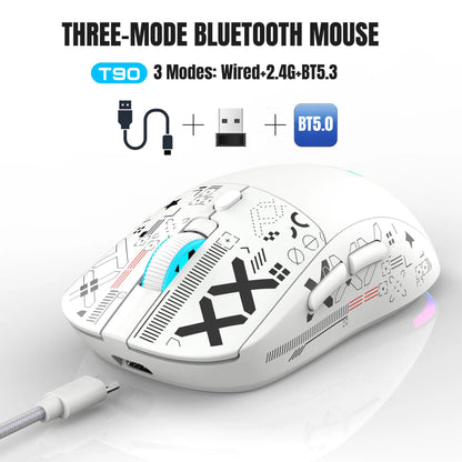 Mouse gaming Bluetooth a 3 modalità, ricaricabile, 2.4G USB wireless, con retroilluminazione RGB, per iPad, tablet, laptop e computer