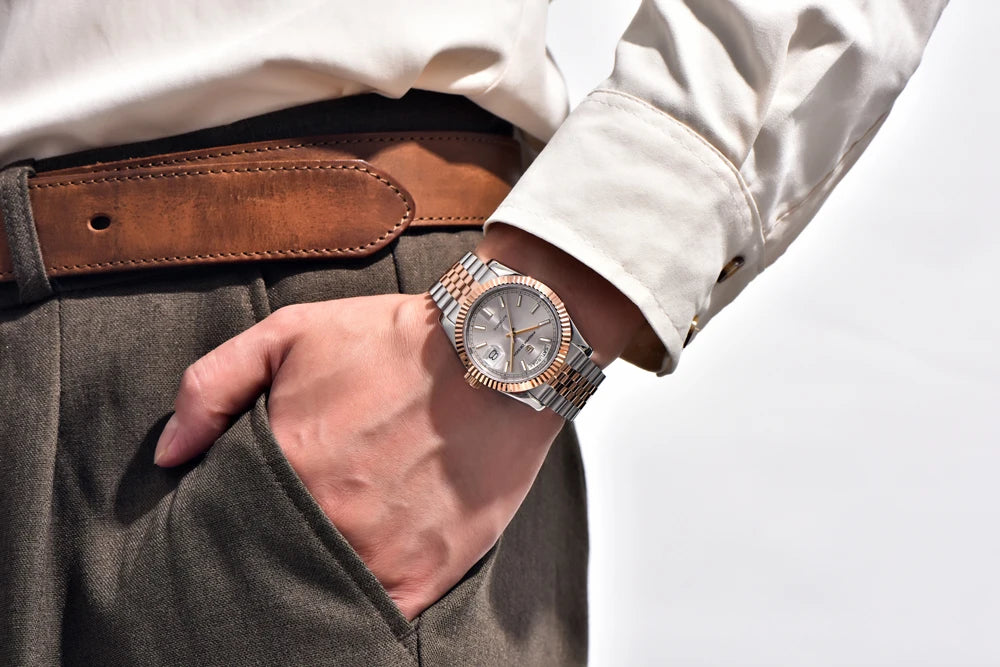 PAGANI DESIGN Mostrador esmaltado DD36 Relógio automático de luxo prateado e dourado para homem Relógio de pulso mecânico com cristal de safira AR para homem