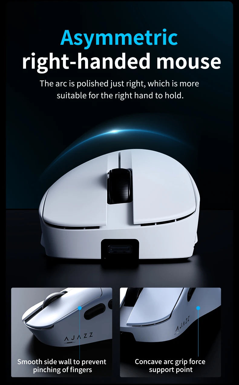 AJAZZ AJ179 V2 MAX Tri-Mode Wireless Gaming Mouse, 56g Lightweight PAW3311 Sensor, 12000 DPI, Rechargeable Right-Hand Gaming Mouse