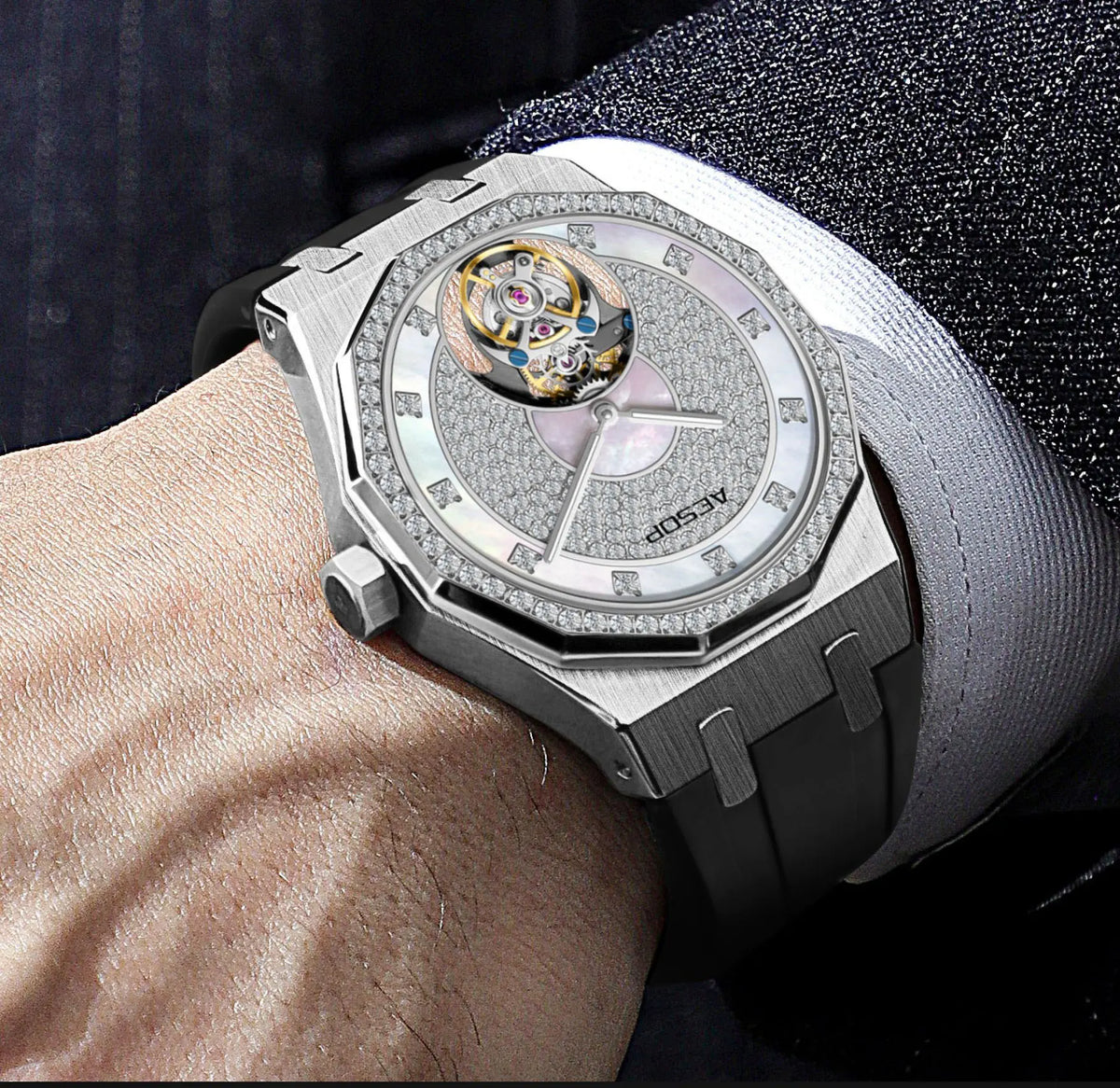 AESOP Echte Fliegende Tourbillon Mechanische Skeleton Uhr Für Mann Luxus Wasserdichte Armbanduhren Saphir Spiegel Gradienten new
