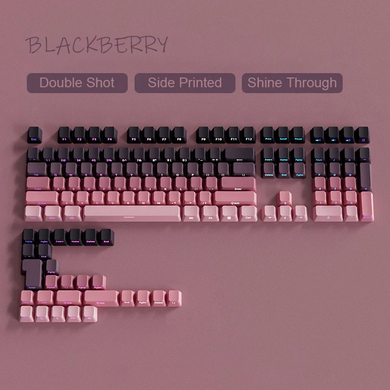OEM PBT Side Engraved Keycaps for Mechanical Keyboard, 136-Key Red & Black Gradient Keycaps for MX Switch 60/64/84/98/108 Gaming Mechanical Keyboard