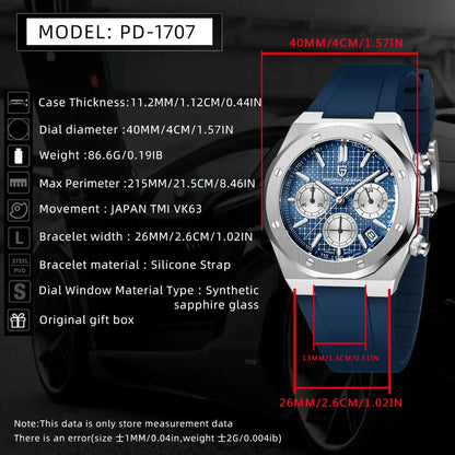 PAGANI DESIGN 2026 New VK63 Men's Business Quartz Watch Sapphire Stainless Steel 20Bar Waterproof Sports Chronometer Code Watch