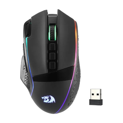 Redragon M991 Wireless Gaming Mouse 26000 DPI, Tri-Mode RGB Gaming Mouse with 9 Programmable Macro Buttons, PAW3395 Sensor for PC & Laptop