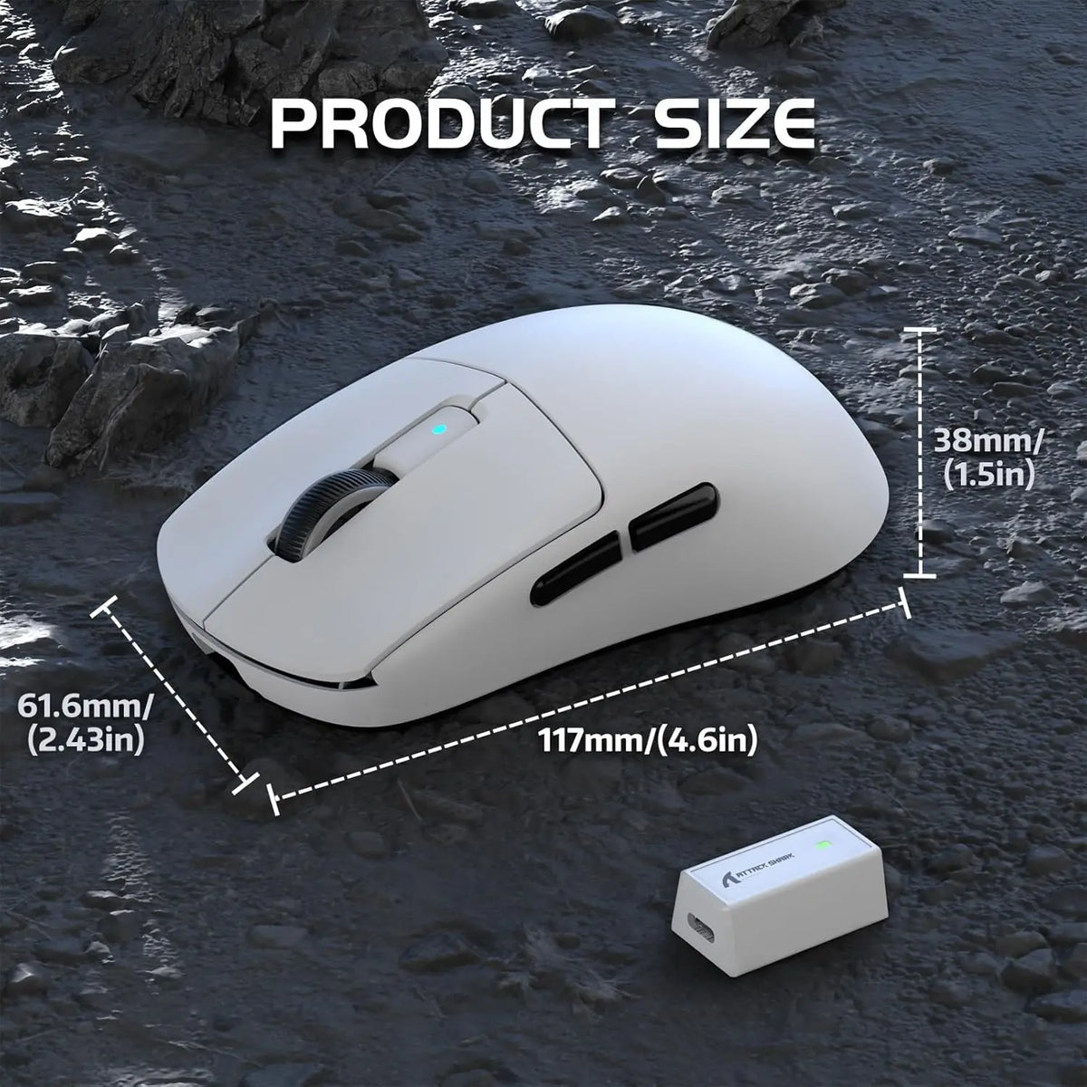 Attack Shark R6 Lightweight Wireless Gaming Mouse, PAW3950MAX Sensor, 8KHz Polling Rate, Tri-Mode Bluetooth Gaming Mouse for PC & Laptop