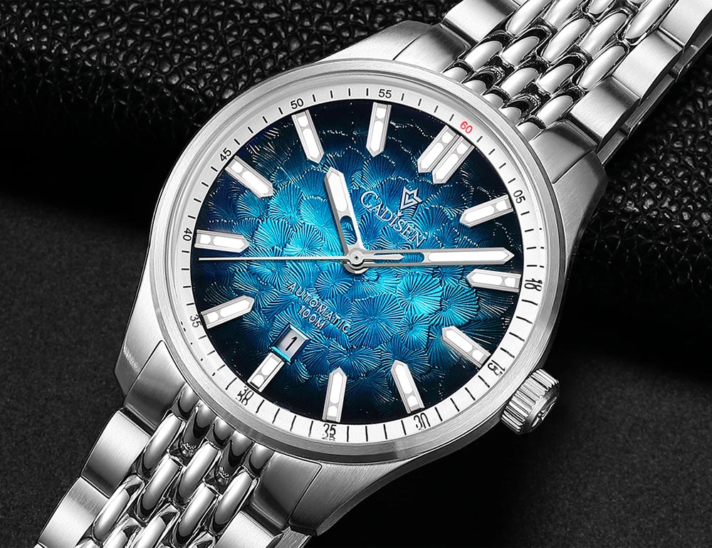CADISEN 2026 Automatic Mechanical Men's Watch Blue Dial Business Casual 10ATM Waterproof Japan MIYOTA 8215 Movement Wristwatch
