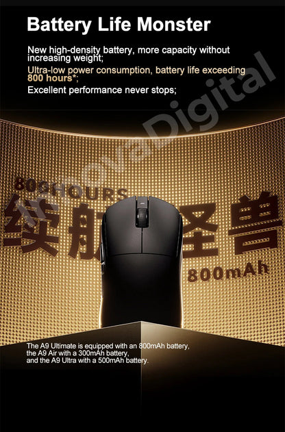 Ratón gaming inalámbrico ATK Dragonfly A9 Ultimate A9 Air PAW3950 ultraligero ergonómico para esports FPS CSGO A9 Ultra