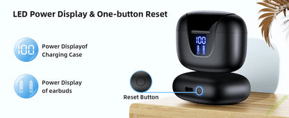 ANC Bluetooth 5.3 Wireless Earbuds with LED Display – Active Noise Cancelling TWS Earphones with Mic, 36H Playtime