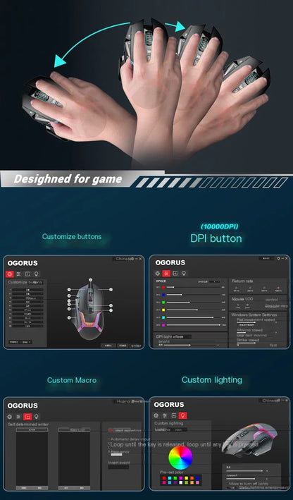 Wired Gaming Mouse 12000 DPI with Macro Programming, RGB Backlight & 10 Buttons
