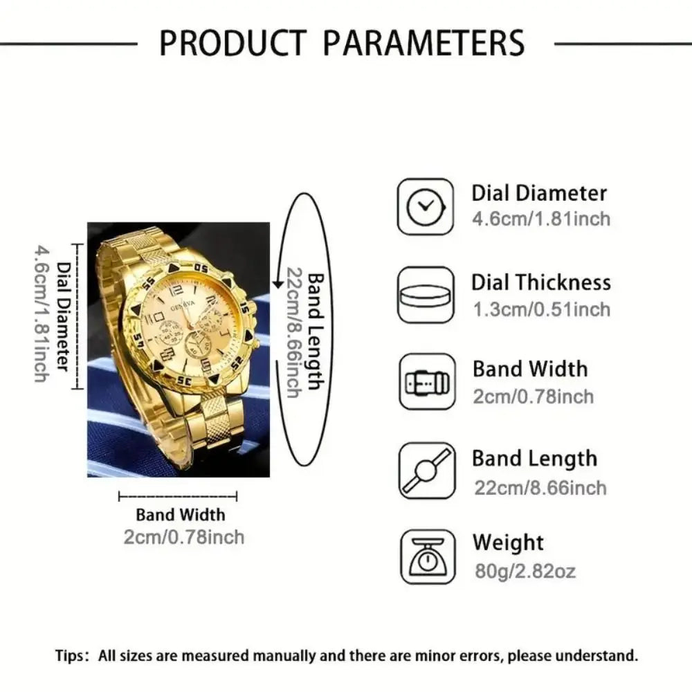 Men’s Luxury Stainless Steel Quartz Watch  Large Dial Business & Casual Wristwatch