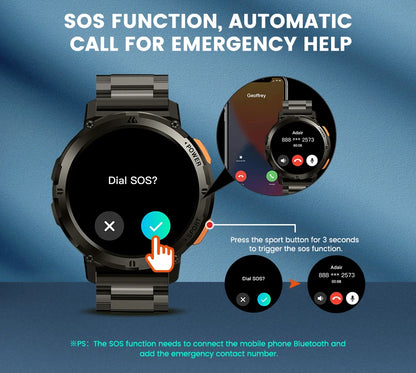 2025 Original KOSPET TANK T2 Smart Watches for Men Watches AMOLED AOD Smartwatch Bluetooth Call Electronic Men's Smart Watch
