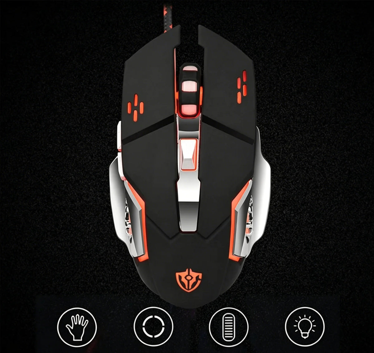 Mouse RGB dual-mode cablato e wireless 2.4G, mouse gaming ricaricabile silenzioso, mouse regolabile 3600 DPI per laptop