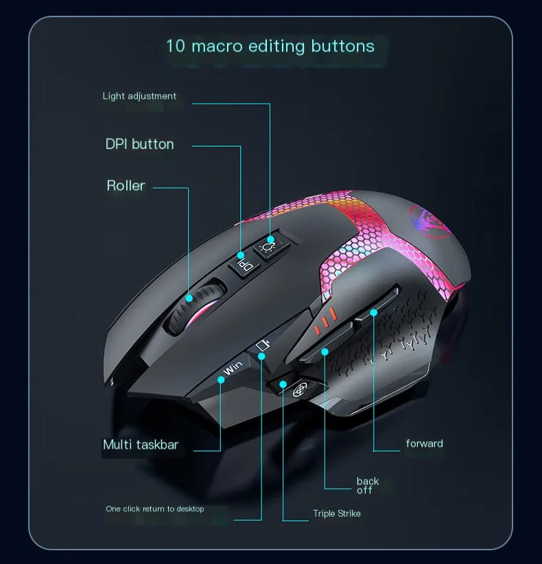 Wired Gaming Mouse 12000 DPI with Macro Programming, RGB Backlight & 10 Buttons