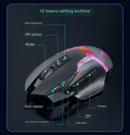 Wired Gaming Mouse 12000 DPI with Macro Programming, RGB Backlight & 10 Buttons