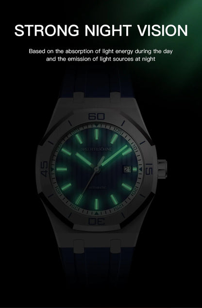 Specht & Sohne New 40mm Men Automatic Mechanical Watches Men Luxury Stainless Steel Watch Rubber Relogio Masculino Waterproof