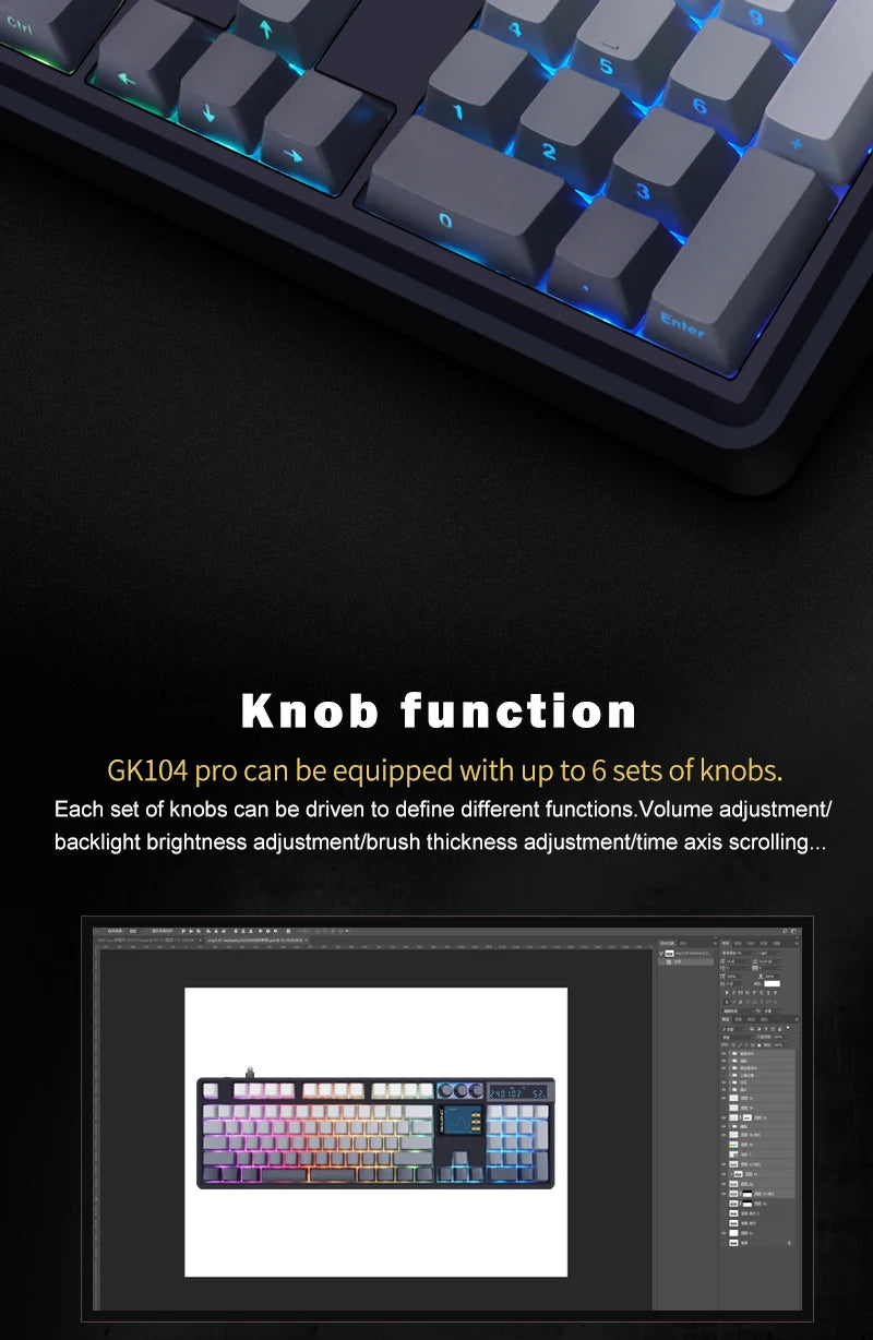 Teclado mecánico inalámbrico SKYLOONG GK104 Pro 100% personalizado, teclado con interruptores intercambiables en caliente de bajo ruido para PC gamer y accesorios de oficina