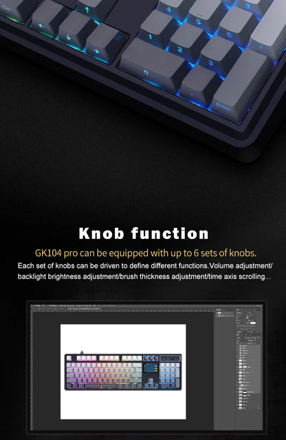 Teclado mecánico inalámbrico SKYLOONG GK104 Pro 100% personalizado, teclado con interruptores intercambiables en caliente de bajo ruido para PC gamer y accesorios de oficina