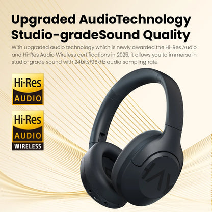 HAYLOU S30 Wireless Bluetooth 5.4 Headphones – 43dB Adaptive Noise Cancelling Over-Ear Headphones, 40mm Driver, 80H Playtime Hi-Res ANC Headset with Microphone