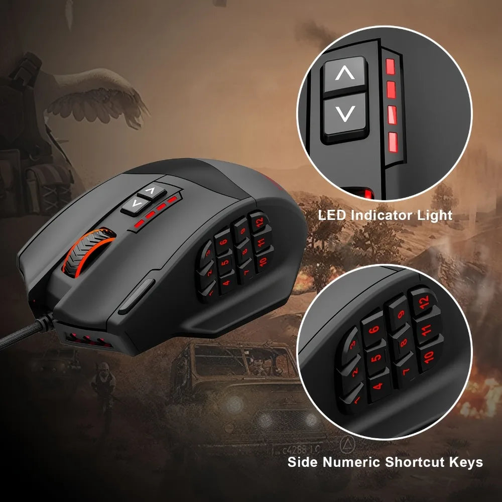 Mouse gaming programmabile E-YOOSO X-39, mouse RGB cablato con 18 pulsanti, 8 pesi removibili, 5 DPI, impugnatura ergonomica per computer