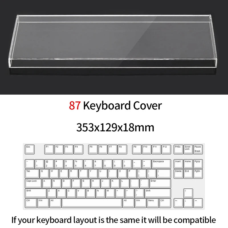 Acrylic Keyboard Clear Protector Case for Mechanical Keyboard, Transparent Keyboard Dust Cover for 60/61/64/96/98/104/108 Key Keyboards & Mouse