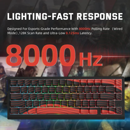 ATTACK SHARK X68PRO HE Wireless Rapid Trigger Gaming Keyboard, Magnetic Switch RGB Mechanical Keyboard, Tri-Mode Bluetooth/2.4GHz/Wired Hot-Swap Gaming Keyboard