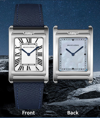 2025 New Specht & Söhne Double Face Square Watch For Men Sports Watches Overturn Stainless Steel Sapphire Crystal 50M Waterproof