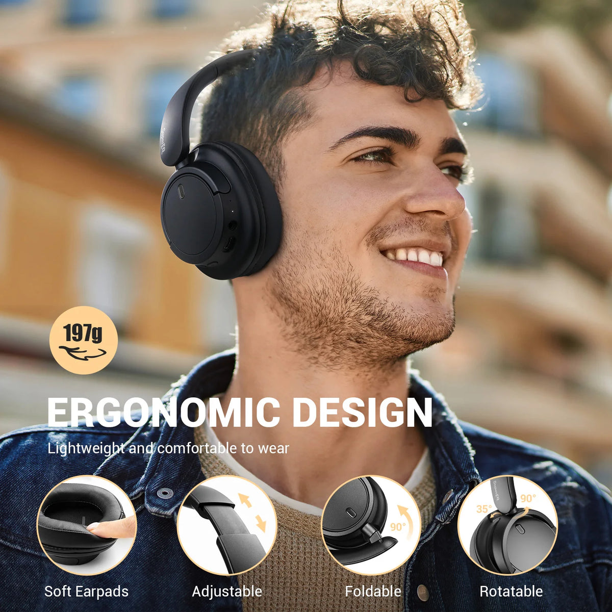 OneOdio Bluetooth 5.3 Wireless Headphones Over Ear Bass Mode Headset with Mic, 90H Playtime Foldable Bluetooth Headphones
