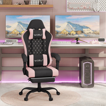 Cadeira de computador giratória WOLTU com função de massagem, cadeira de escritório ergonómica com almofada e apoio para os pés, cadeira gaming ajustável em altura