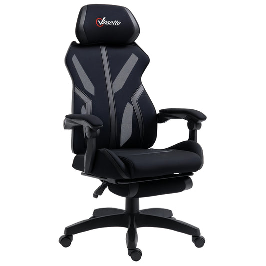 Vinsetto Reclining Gaming Chair with Footrest, Ergonomic Adjustable Height Computer Chair, Lumbar Support, 135° Reclining Office Chair