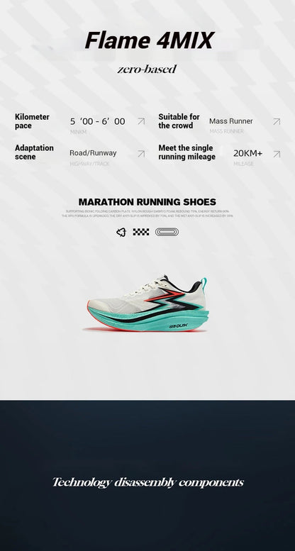 361 Degrees Flame 4.0 MIX Men Running Shoes Carbon Plate Racing Marathon Stable Rebound Wear-resistant Male Sneakers 672512204