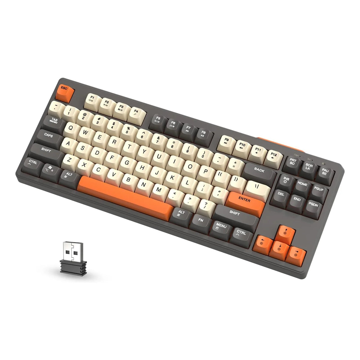 Attack Shark M87 Wireless Gaming Keyboard, 87-Key TKL Bluetooth 5.0 & 2.4GHz Wireless Gaming Keyboard with Rainbow LED Backlit, Quiet Membrane Keys for PC, Laptop & Tablet
