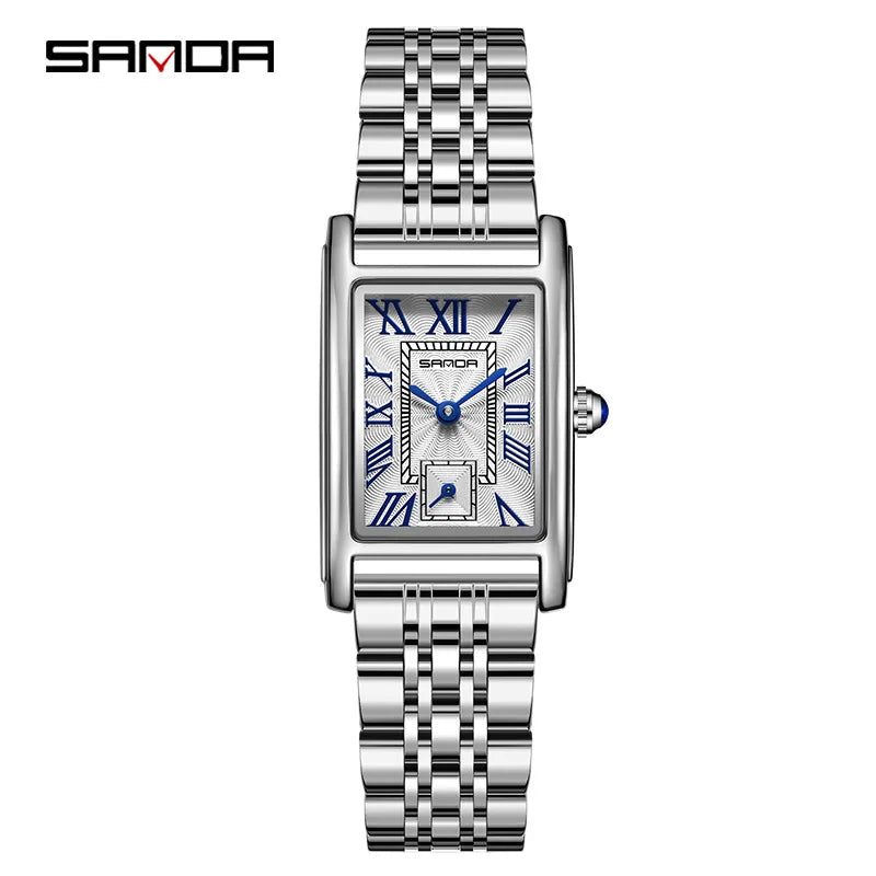 SANDA 1116 Women’s Elegant Quartz Watch  Rectangle Dial, Water Resistant & Business Design