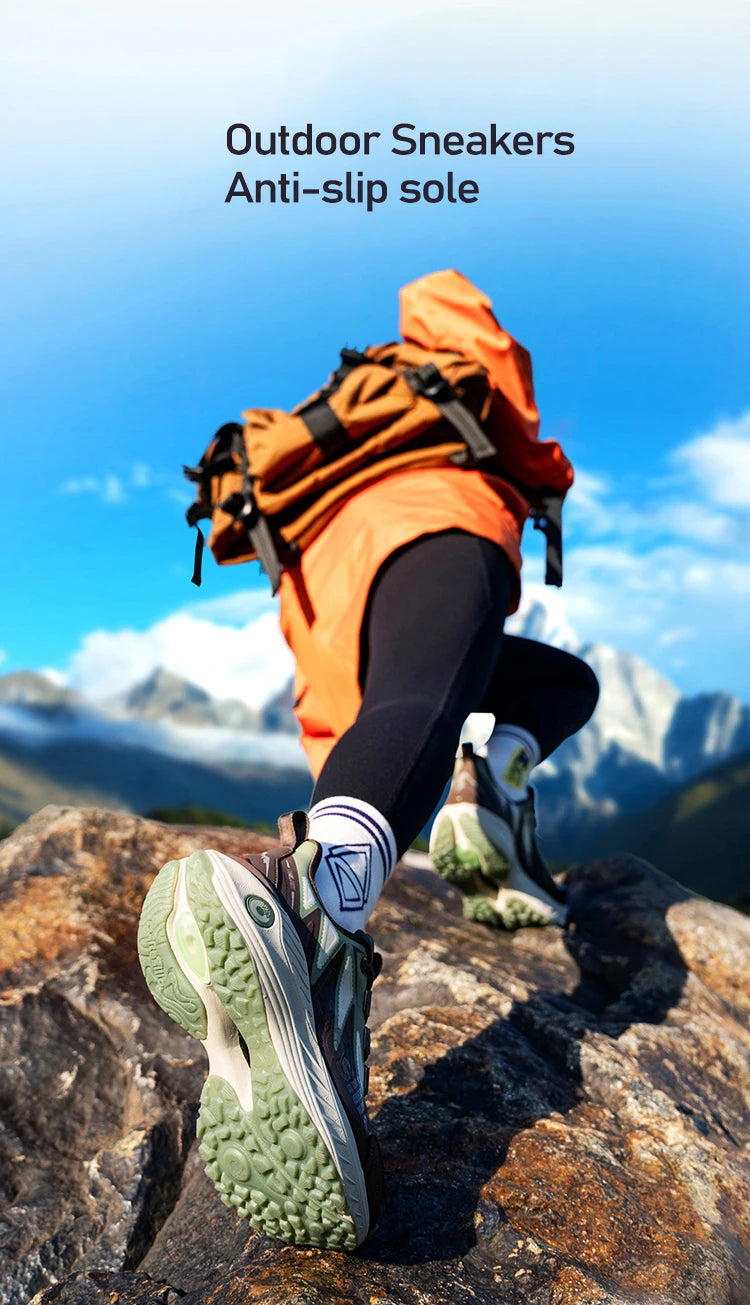 ONEMIX Men Trail Running Shoes Wearable Anti-Slip Leather Sneakers Support Stable Off Road Sports Shoes Outdoor Walking Sneakers