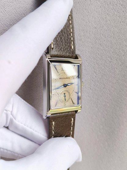 2026 Specht&Söhne Ultra Thin 7.5mm Rectangular Watch Japan Quartz Movt Small Seconds Sandblasted Dial Grey Leather Strap Watch