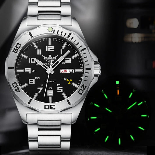 YELANG V1019 Men's Luminous Watch 44mm Mechanical Sapphire Miyota 8205 Automatic Movement 100m Waterproof Diver's Watch for Men