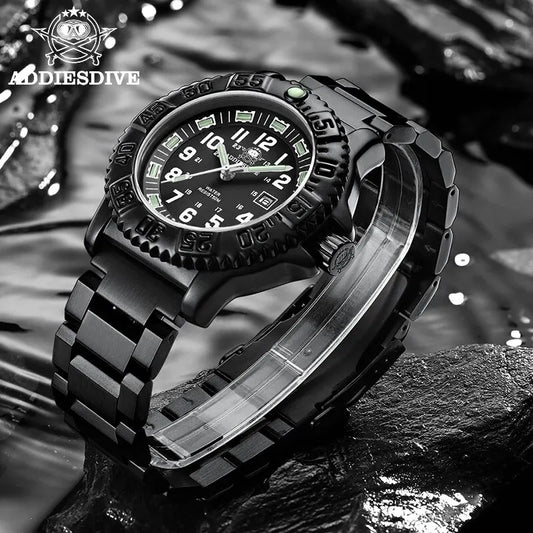 ADDIESDIVE Men’s Luxury Military Sport Quartz Watch  Luminous Dial, Rotating Bezel, Nylon Strap & 50M Water Resistant