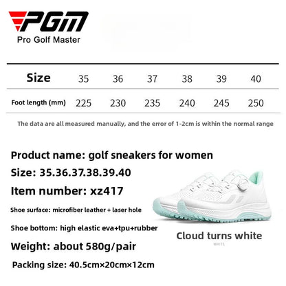 PGM Women Golf Shoes Summer Breathable Knob Shoelaces Height Increase Anti Slip Korean Outdoor Sports Sneakers XZ417