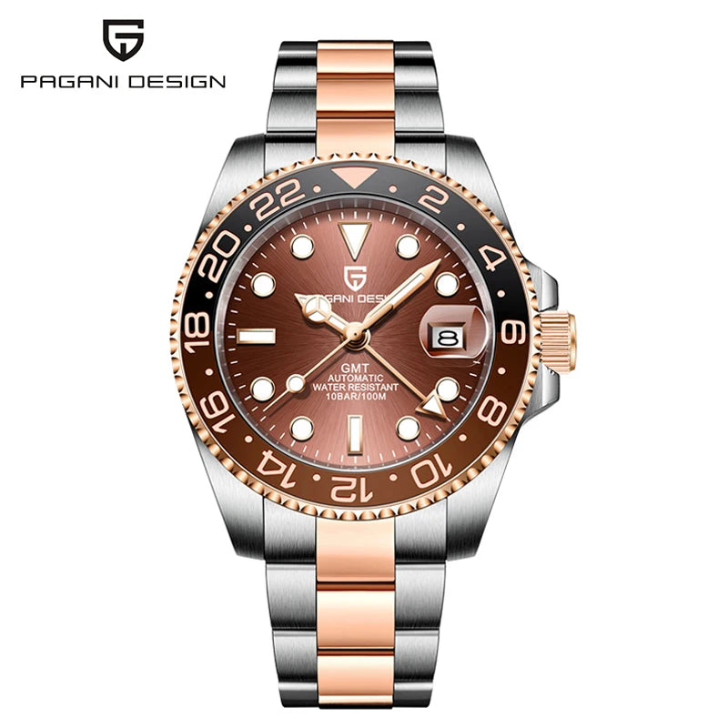 PAGANI DESIGN V3 PD-1662 GMT Watches Men's Luxury Sapphire Automatic Mechanical Watch 40MM Stainless Steel 100M Waterproof Watch