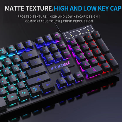 104Keys Wired Keyboard RGB Colorful Gaming Keyboard USB Wired Keyboard Standard Keyboard for PC Laptop Android Windows Mac OS