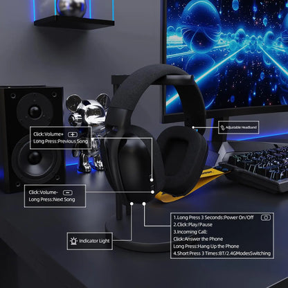 ATTACK SHARK L80PRO Wireless Gaming Headset Tri-Mode Bluetooth Gaming Headphones with Dual Microphone, Low Latency, Premium Gaming Audio