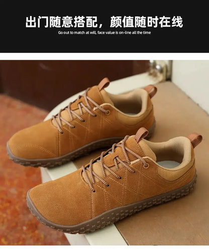 Suede Leather Shoes PU Fabric Wide Toe Shoe Anti Slip Hiking Shoe Workwear Men's Sports Shoes Women's Outdoor Walking Shoes