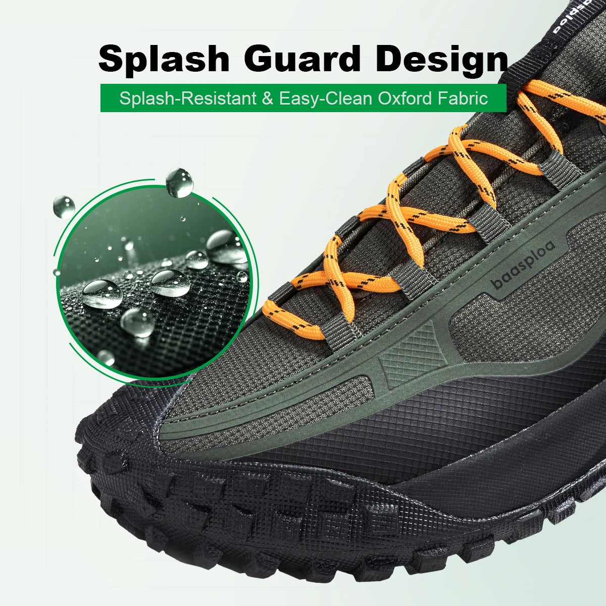 Baasploa Hiking Shoes Men Outdoor Waterproof Camping Resistant Non Slip Sneakers Male Casual Lightweight Lace-Up Walking Shoes