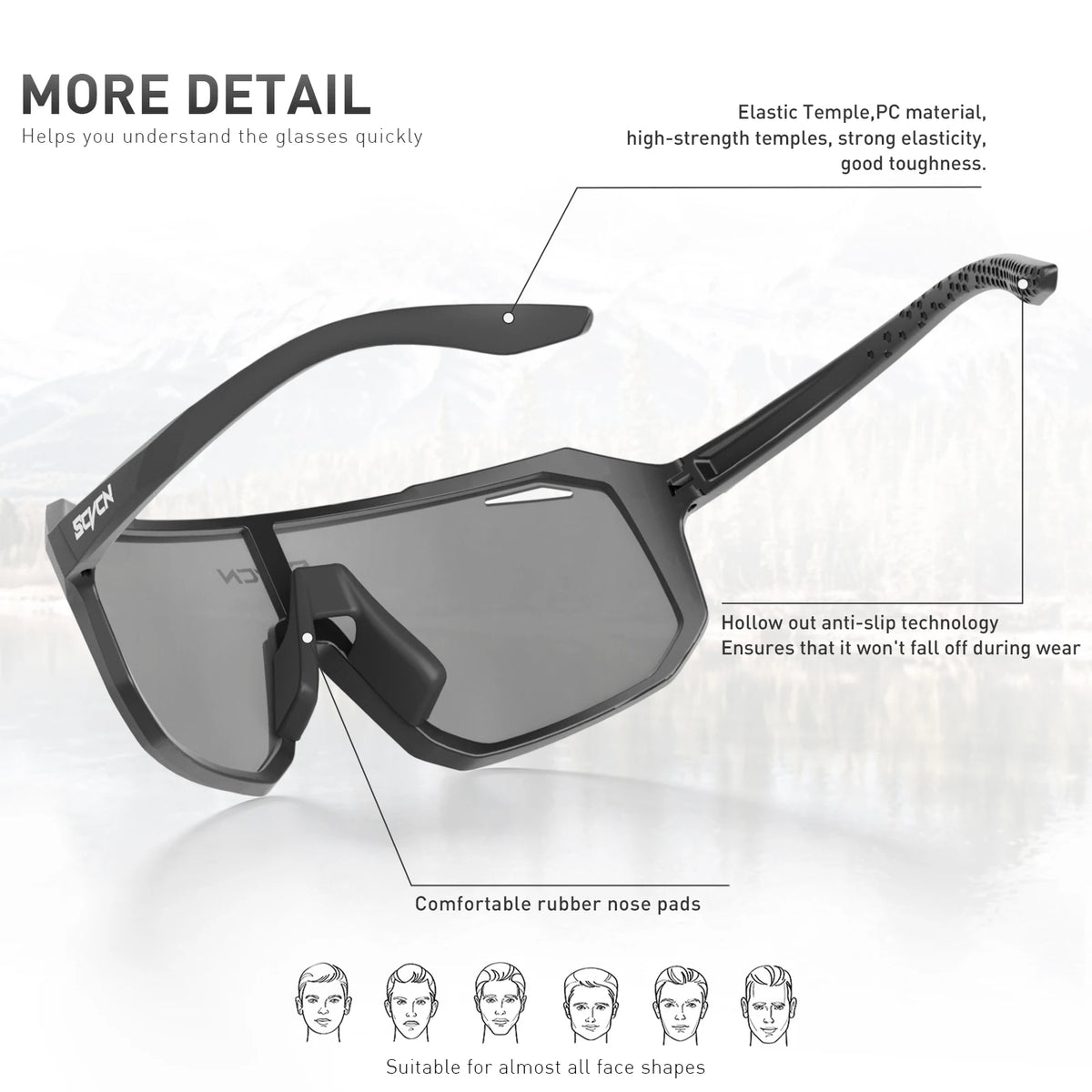 SCVCN New Outdoor Cycling Glasses Bike Sunglasses Men UV400 Eyewear Sports MTB Goggles Bicycle Women Riding Hiking Sunglasses