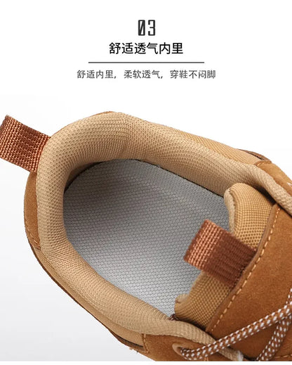 Suede Leather Shoes PU Fabric Wide Toe Shoe Anti Slip Hiking Shoe Workwear Men's Sports Shoes Women's Outdoor Walking Shoes