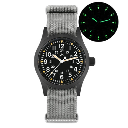 Militado ML05 Vintage Field Watch  VH31 Sweep Quartz Movement, Domed Sapphire Crystal, 38mm, Luminous & 100M Waterproof