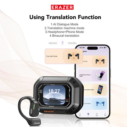 AI Translator Earbuds Erazer XP6 Wireless Bluetooth Gaming Headphones – Waterproof AI Translation Earbuds with APP Control, Deep Bass Sound & Microphone