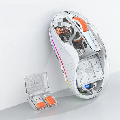 Lenovo Transparent Wireless Mouse Tri-Mode Bluetooth 2.4G Rechargeable RGB Breathing Light Mouse for Laptop PC Office